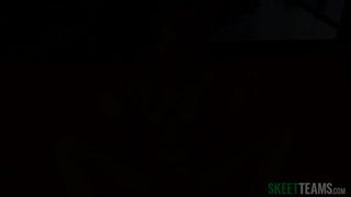 Curvy blonde spreads legs for big black cock