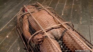 Ebony in back arch bondage fingered