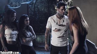 Scared teen fucked hard in the cemetery