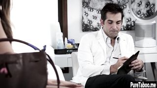 Wet brunette babe fucked by a doctor with big dick