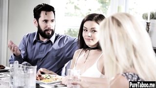 Beautiful MILF stepdaughter gave a stepdads a gift