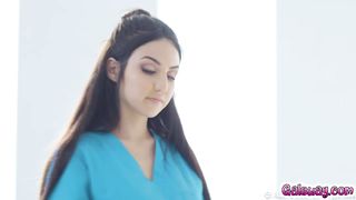 Violets first day in work is awesome in threesome