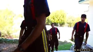 Alluring brunette milf takes a gang of c