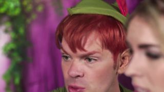 Horny Peter Pan sucked by two babes