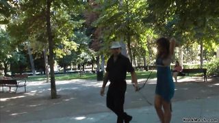 Babe in see through dress in public