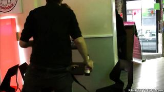 Busty Euro slut fucked in public