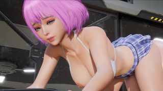 Hot 3D Hentai Lesbians Share Black Dildo