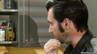 Brunette handcuffed and rough banged