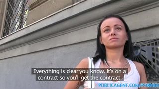 PublicAgent Short Brunette with Small Boobs Fucks for a Bundle of Cash