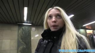 PublicAgent Pale Skinny Blonde Fucked Hard by a Big Cock