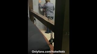 Cuckold Watches Hotwife with Bull from under the Caged Bed. is let out only for Sloppy Seconds