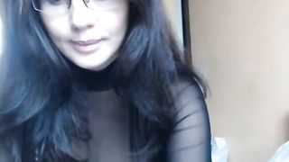 Busty Teacher bends over and shows pussy