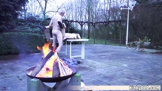 Homeless teen fucks horny grandpa for food outdoor