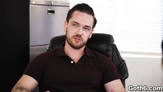 Teen in pigtails swallows a huge dick