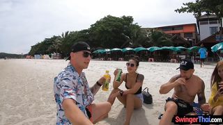Bon voyage blowjob from big tits Thai GF