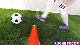 Soccer teens compete on cock for captain