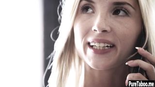 Cheeky teen jumped on a stepdads cock