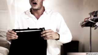 Petite brunette teenie gets rough fucked