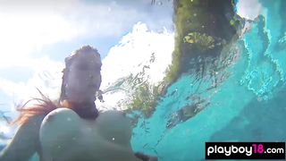 All natural Elizabeth Marxs stripping at the beach