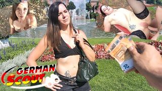 GERMAN SCOUT - REAL ANAL ORGASM OUTDOOR SEX FOR MINI TITS GIRL MINA AT STREET CASTING
