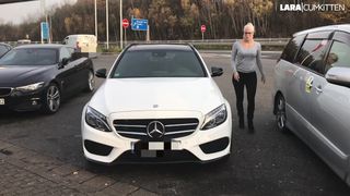 Public BANG BOX at the Motorway | Glory Hole Fuck with Creampie