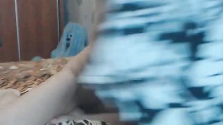 Blonde Babe bends over and fingers her wet pussy