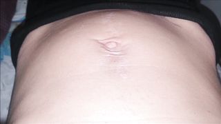 Relaxed Belly Button Close up and Breathing