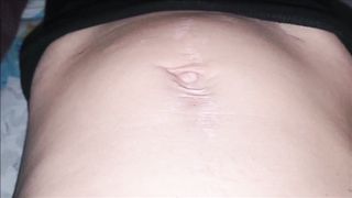Relaxed Belly Button Close up and Breathing