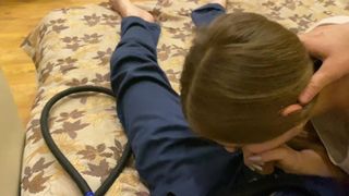 Best Teen Schoolgirl Blowjob after School at a Party, Retired to Watch a Deep Throat Movie