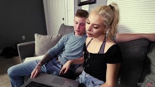 Blonde Slut Tutor Helps Teen with a CFNM Handjob