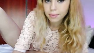My blonde stepsister masturbating on Webcam