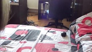 Busty Stepsister bending over and masturbating