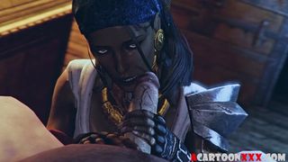 3D gypsy deepthroats and sucks huge pirate dick