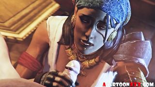 3D gypsy deepthroats and sucks huge pirate dick