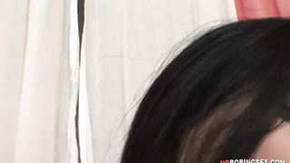 With no real dicks around, teen rides a big dildo