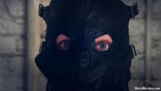 Blonde MILF strapon-fucking her slave