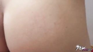 Cum flow from her filled pussy