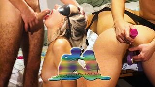 Blindfolded, Tied up and Fucked in all Holes with Sex Toys!