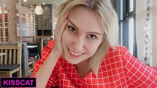 Public Agent Sex with Russian Teen in Mc'Donalds Toilet & Cum on Tits
