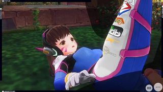 3D HENTAI DVA from Overwatch Fucking in the Garden