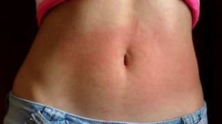 I Show my Red and Bulging Belly to my best Friend to get Excited my Navel Hurts from the Game Paula