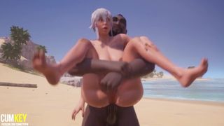Curvy Blonde Babe Blacked | get Pregnant on the Beach | 3D Porn Wild Life