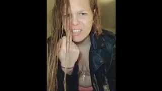 Just Playing in a Pink Thong and Leather Jacket