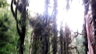 Horny couple fucking in the woods
