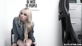 Lilly Bell gagging on the officers cock