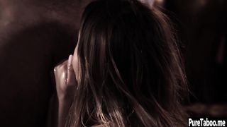 Perfect brunette jumped on a guys cock