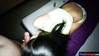 Amateur Thai chick has her pie covered