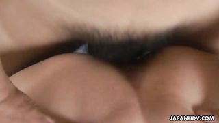 Hairy Asian pussy gets licked and toyed