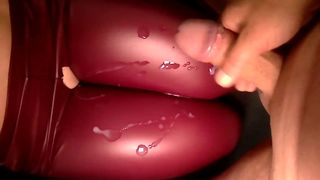 PLEASE CUM ON MY LEATHER LEGGINGS! Blonde Fucked in Tight Leather Pants and Leather Jacket