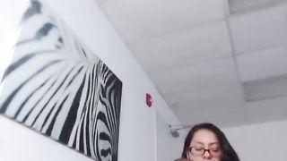 Hot Busty Secretarian having fun masturbating